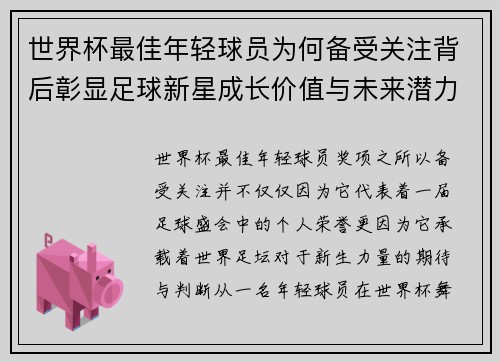 世界杯最佳年轻球员为何备受关注背后彰显足球新星成长价值与未来潜力